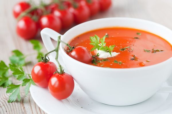 Vegetarian Soup Recipe Tomato with Basil Yogurt Sauce 12 Tomatoes