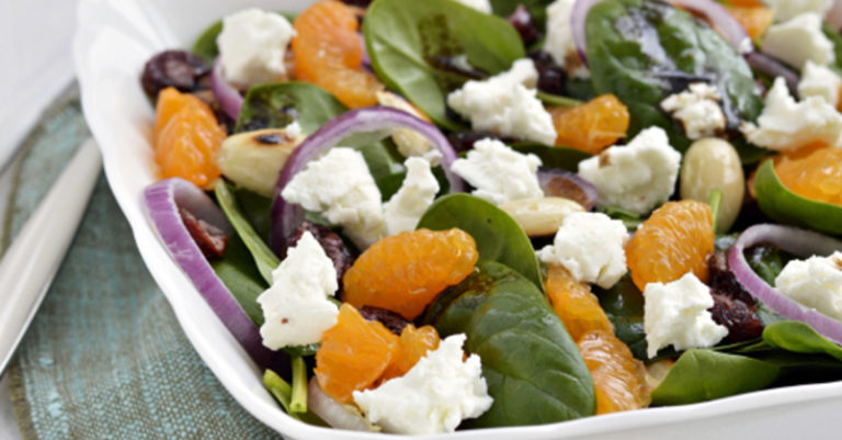 Mandarin Orange, Goat Cheese and Spinach Salad