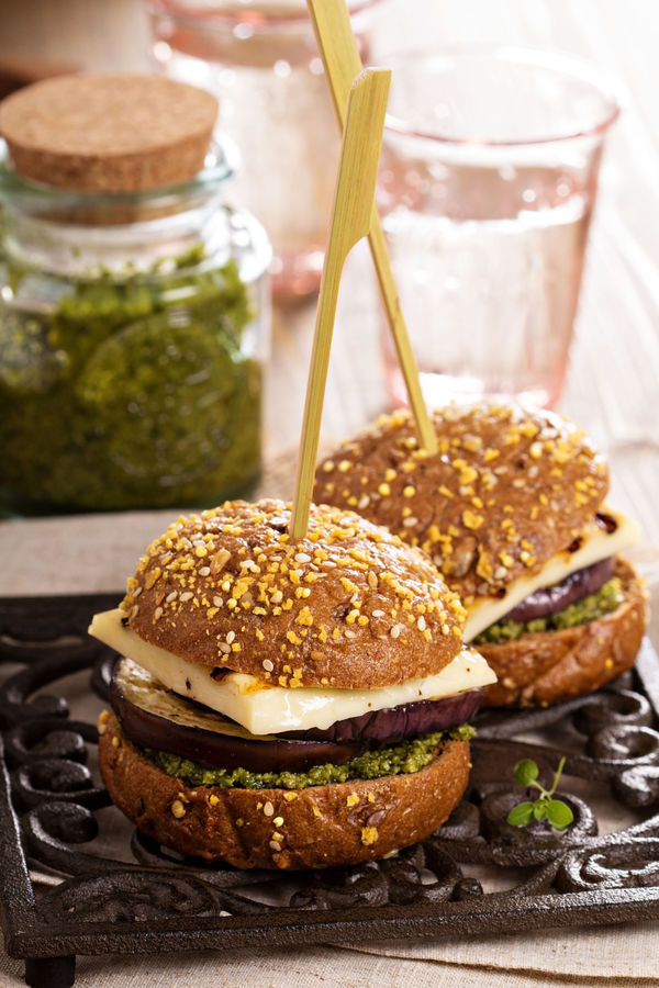 Pesto Eggplant Burgers