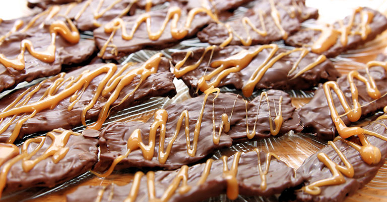 Caramel-Drizzled Chocolate-Covered Bacon