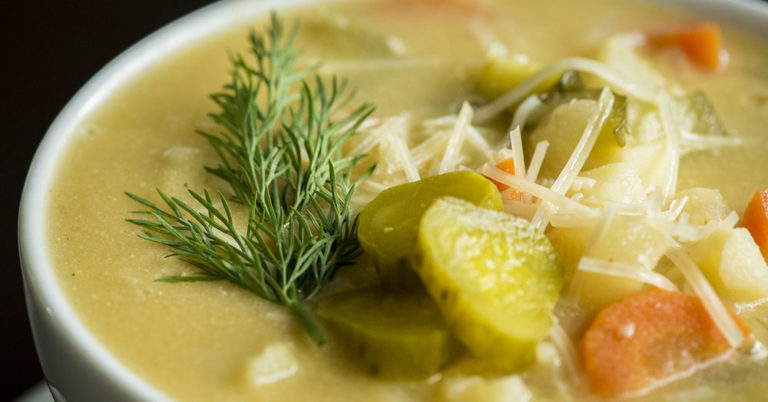 Tangy Dill Pickle Potato Soup