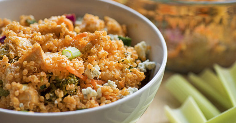 Hearty And Healthy Buffalo Chicken Quinoa Salad