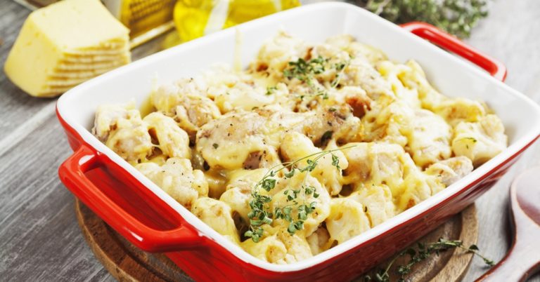 You’re Going To Love This Cheese-Smothered Cauliflower Chicken Casserole…