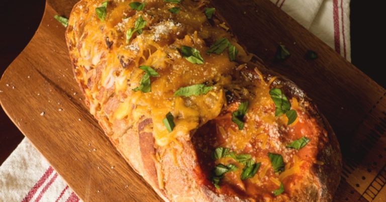 All-In-One Grilled Cheese Tomato Soup Bread Boat!