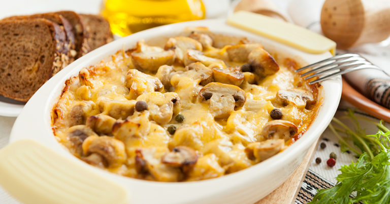 Cheesy Mushroom Potato Bake