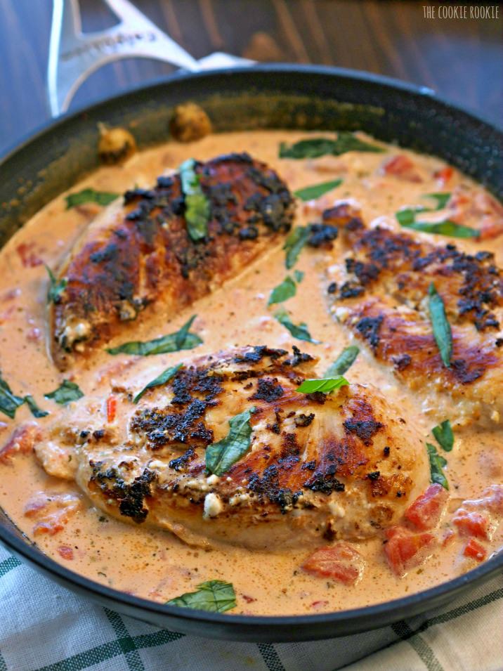 Skillet Basil Cream Chicken 12 Tomatoes