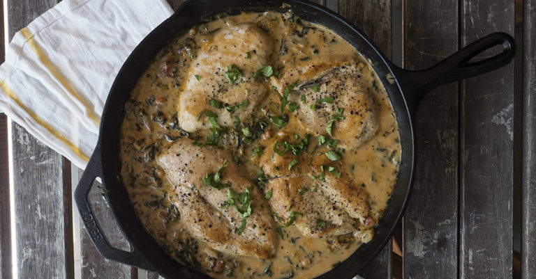Spinach Chicken Alfredo Skillet