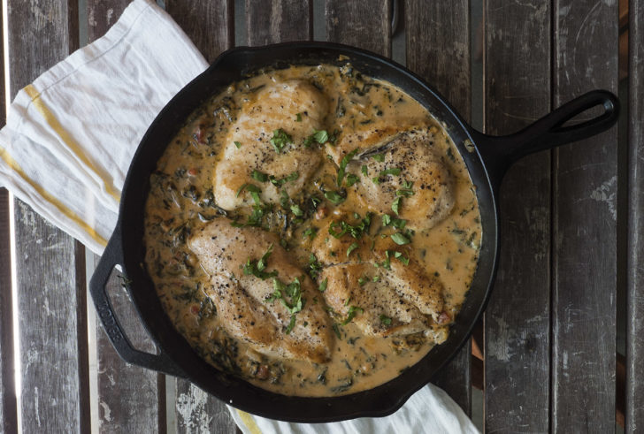 Spinach Chicken Alfredo Skillet | 12 Tomatoes