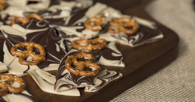 Tiger Butter Pretzel Fudge