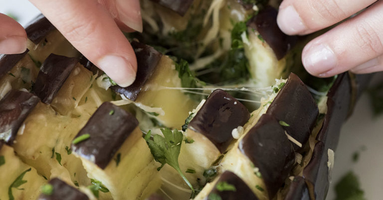 Pull-Apart Garlic Eggplant
