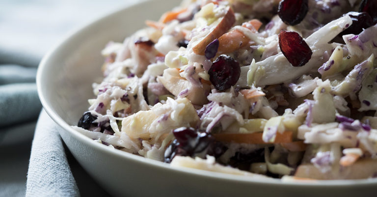 Sweet Apple Cranberry Almond Coleslaw