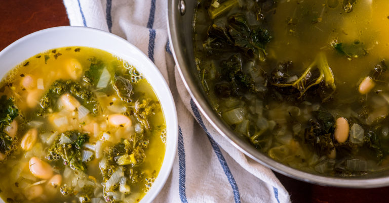 Lemon Kale and White Bean Soup