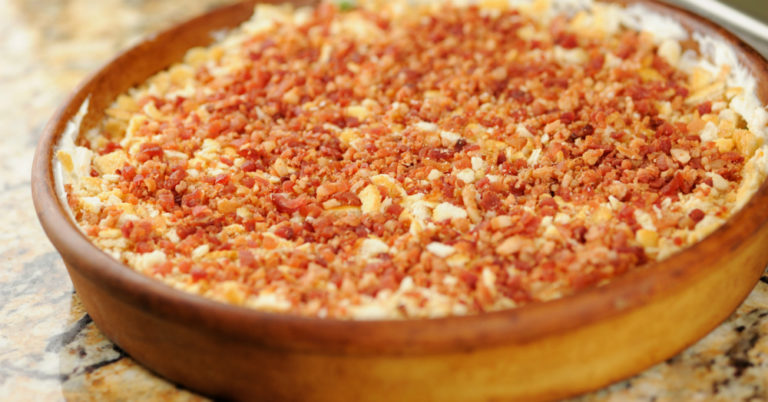 Cheesy Dip With Crispy Bacon Topping