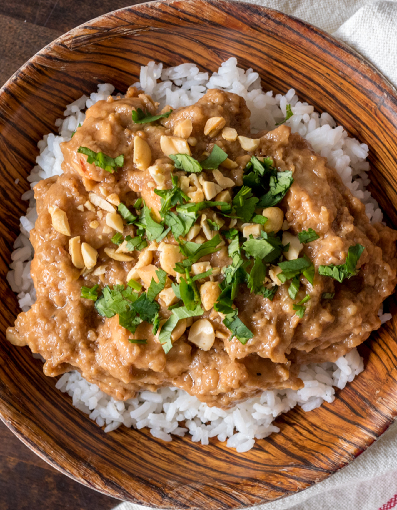 Slow Cooker Thai Peanut Chicken with Purple Rice