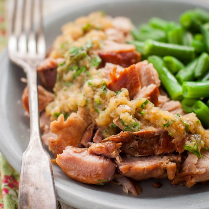 Slow Cooker Honey Pork with green beans