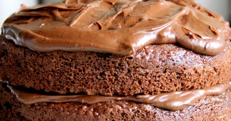 One Bowl Ganache-Frosted Chocolate Cake