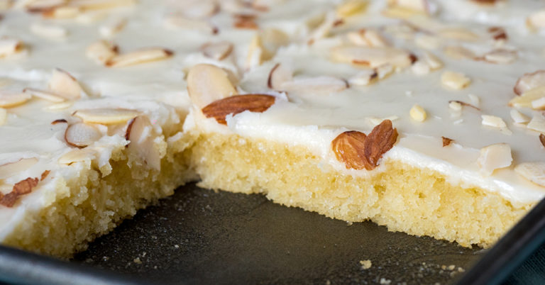 White Texas Almond Sheet Cake