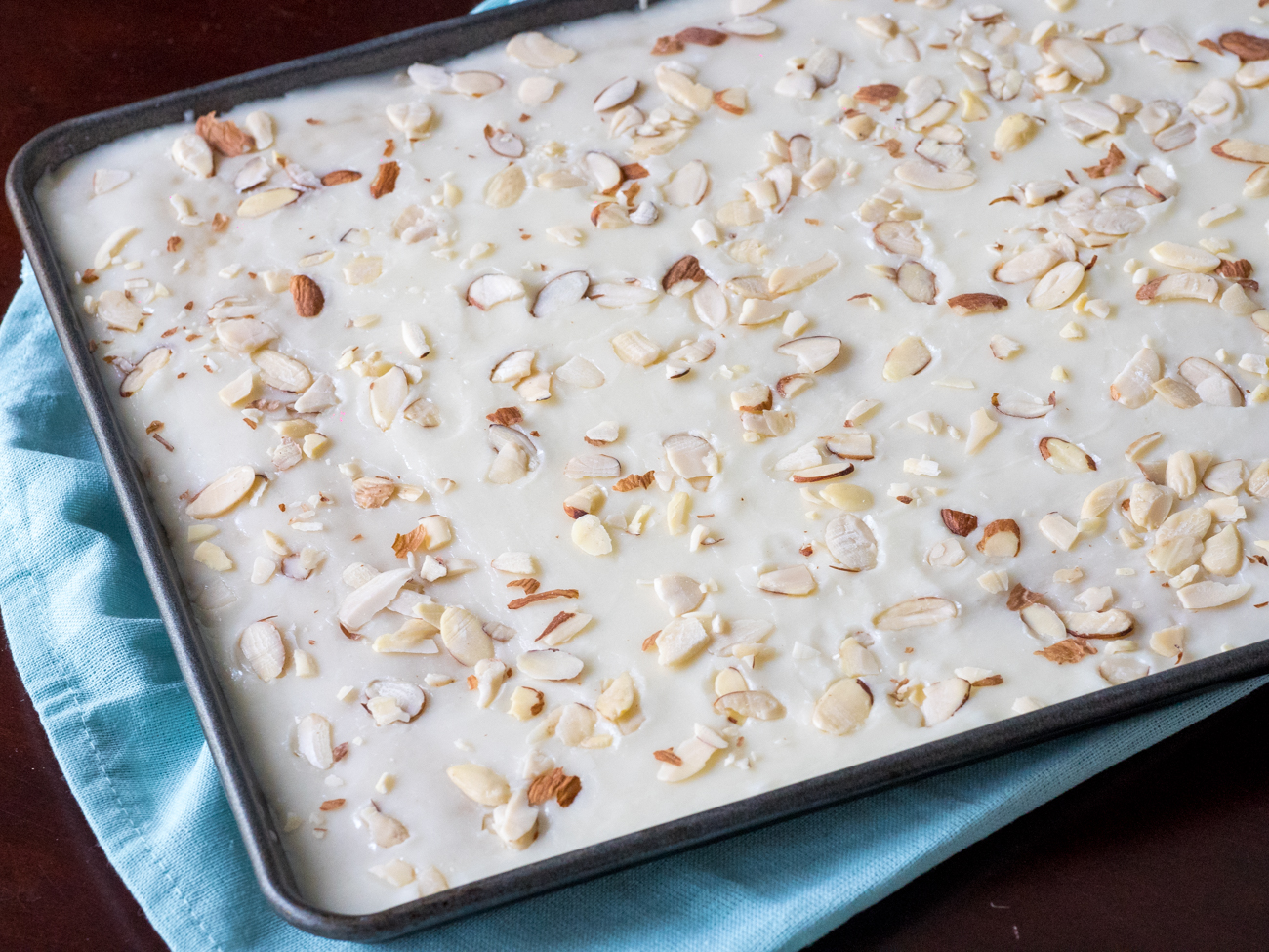 Almond Texas Sheet Cake for Two