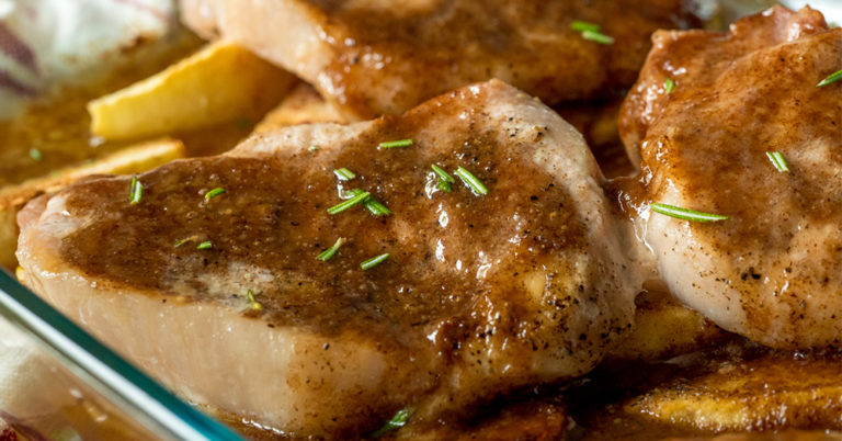 Layered Apple Pork Chop Bake