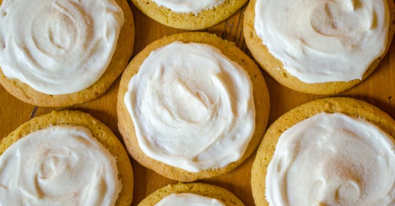 Pumpkin Sugar Cookies with Maple Cream Cheese Frosting