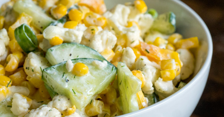 Corn, Cauliflower and Cucumber Salad