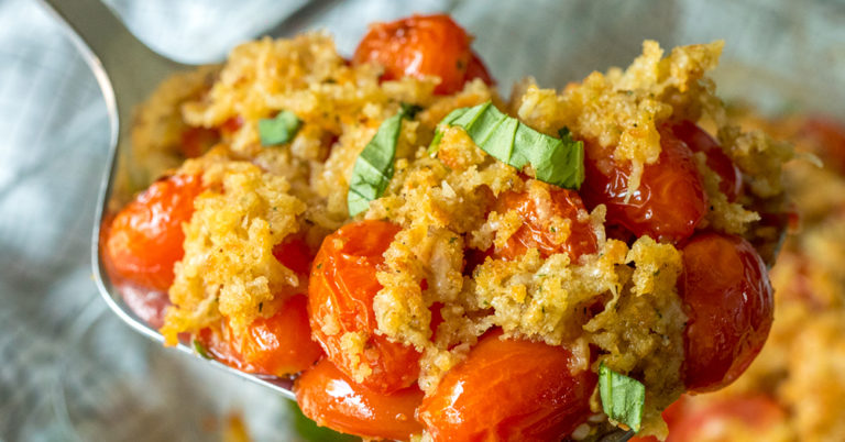 Roasted Tomatoes With Basil And Cheese