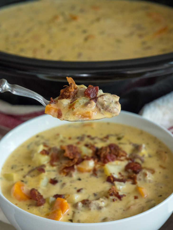Slow Cooker Bacon Cheeseburger Soup - Life In The Lofthouse