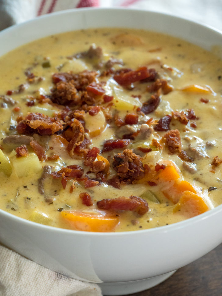 Slow Cooker Bacon Cheeseburger Soup - Life In The Lofthouse