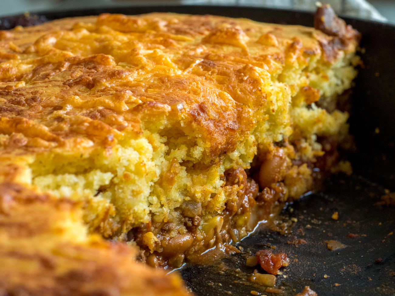 Chili Pot Pie with Cornbread Crust - Kitchen Fun With My 3 Sons