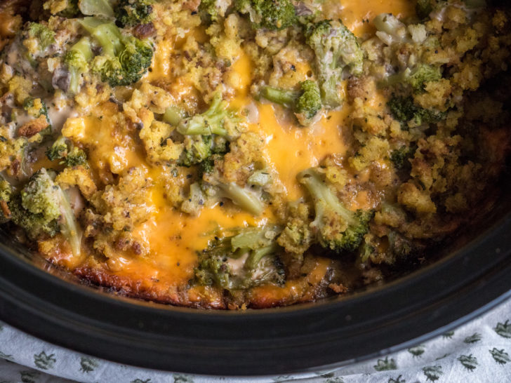 Crockpot Broccoli Casserole with Stuffing - The Vintage Cook