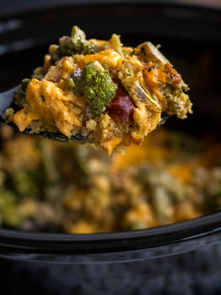 Cheesy Crock Pot Broccoli Stuffing Casserole | 12 Tomatoes