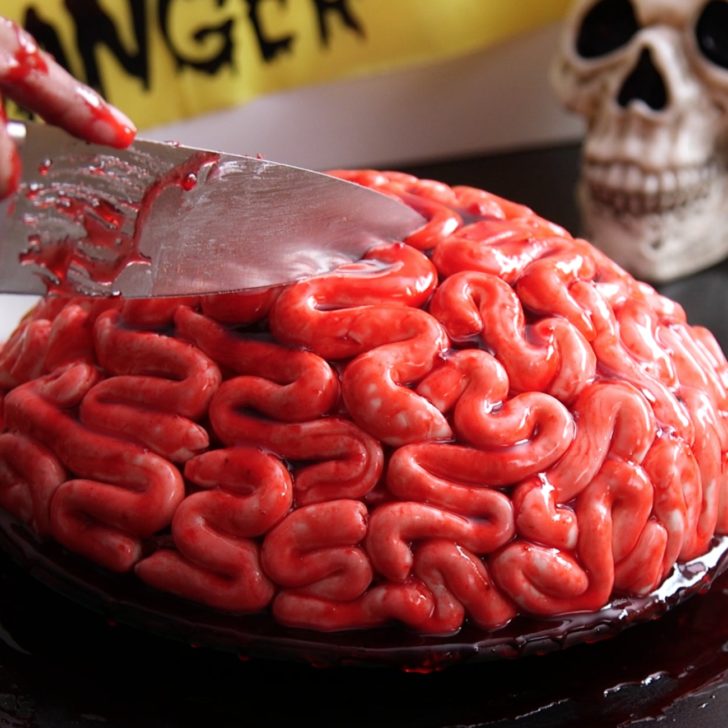 Would you eat a slice?! This bloody brain cake is *almost* too scary to eat  😜 It's made with tender red velvet cake layers, cream cheese … | Instagram