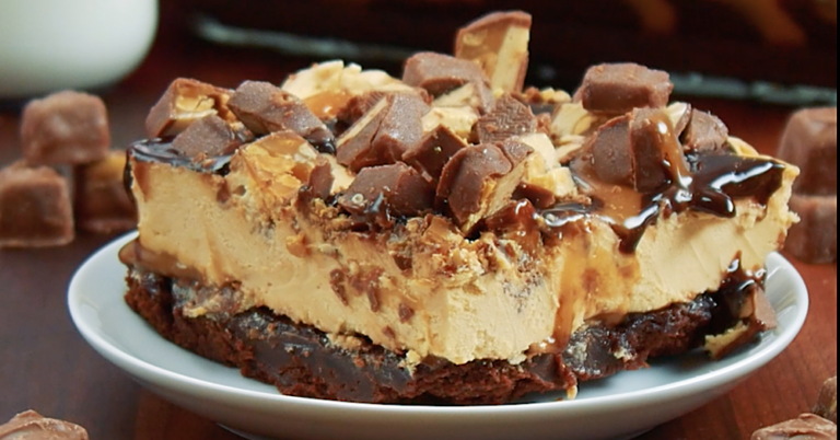 Snickers Brownie Ice Cream Cake