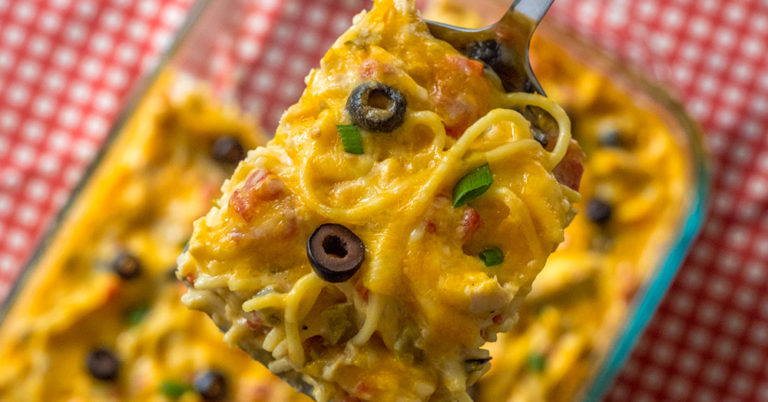 Creamy Chicken Enchilada Pasta Bake