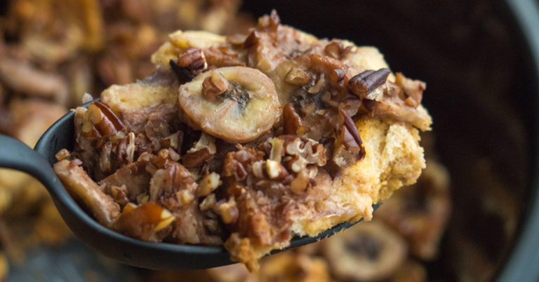Slow Cooker Banana Pecan French Toast