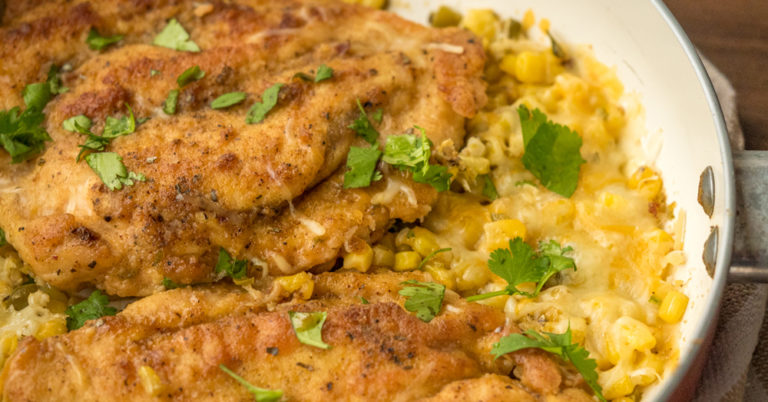 One-Pan Cheesy Corn And Jalapeño Chicken