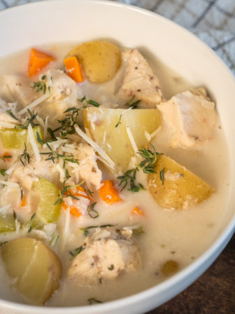 Slow Cooker Garlic Parmesan Chicken Soup | 12 Tomatoes