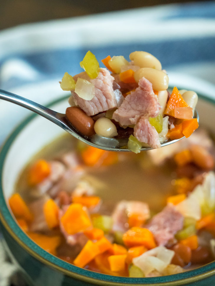 Slow Cooker Ham Bean and Veggie Soup | 12 Tomatoes