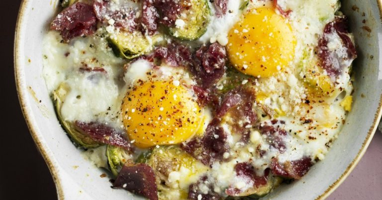 Brussels Sprouts And Pancetta Egg Bake