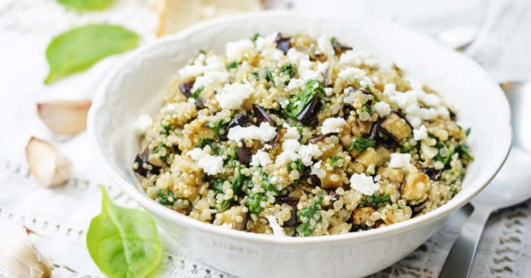 Roasted Eggplant Quinoa Salad