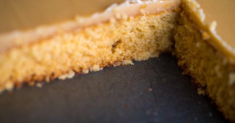 Salted Caramel Frosted Brown Sugar Sheet Cake