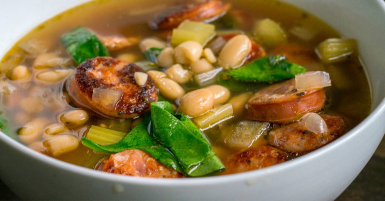 Instant Pot Sausage Spinach White Bean Soup