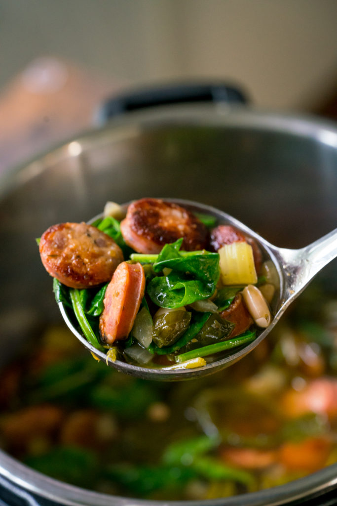 Instant Pot Sausage Spinach White Bean Soup 12 Tomatoes