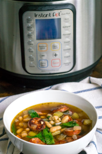 Instant Pot Sausage Spinach White Bean Soup | 12 Tomatoes