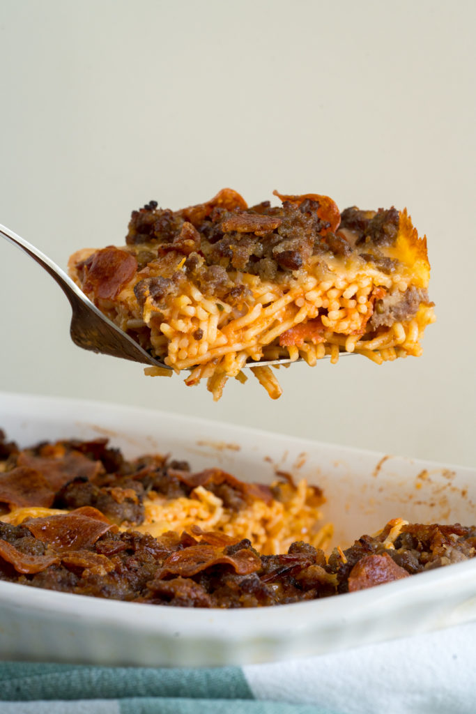 Meat Lovers Pizza Spaghetti Bake | 12 Tomatoes
