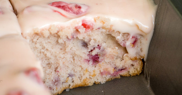 Strawberry Frosted Strawberry Sheet Cake