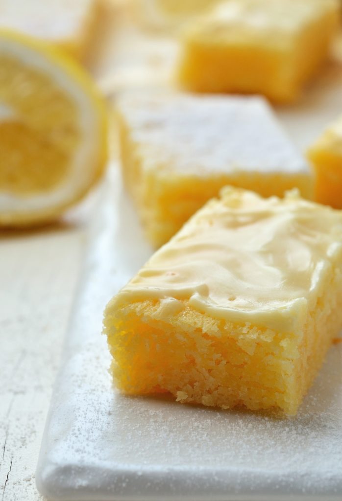 Lemon Cake Bars with Cream Cheese Icing 12 Tomatoes