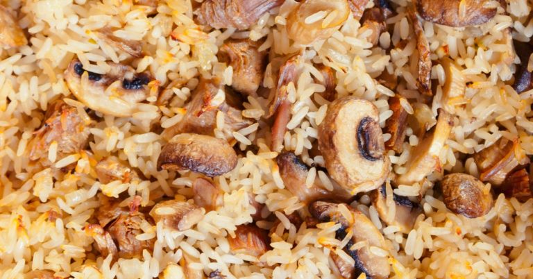 Pork and Mushroom Rice Bake