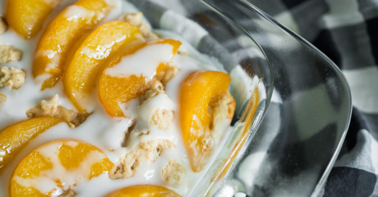 Peaches and Cream Oatmeal Bake