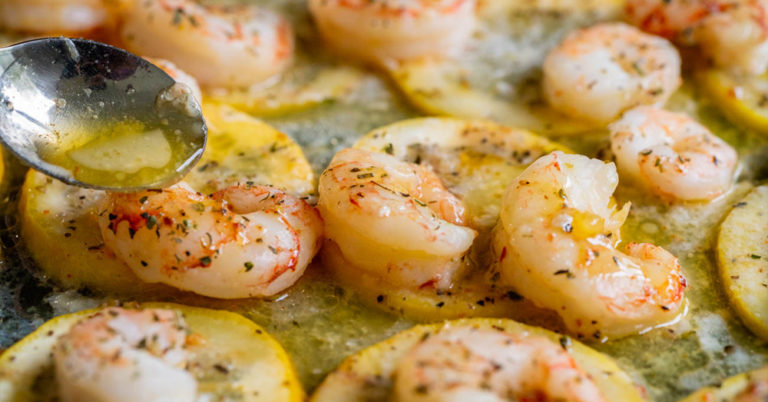 4-Ingredient Sheet Pan Lemon Butter Shrimp